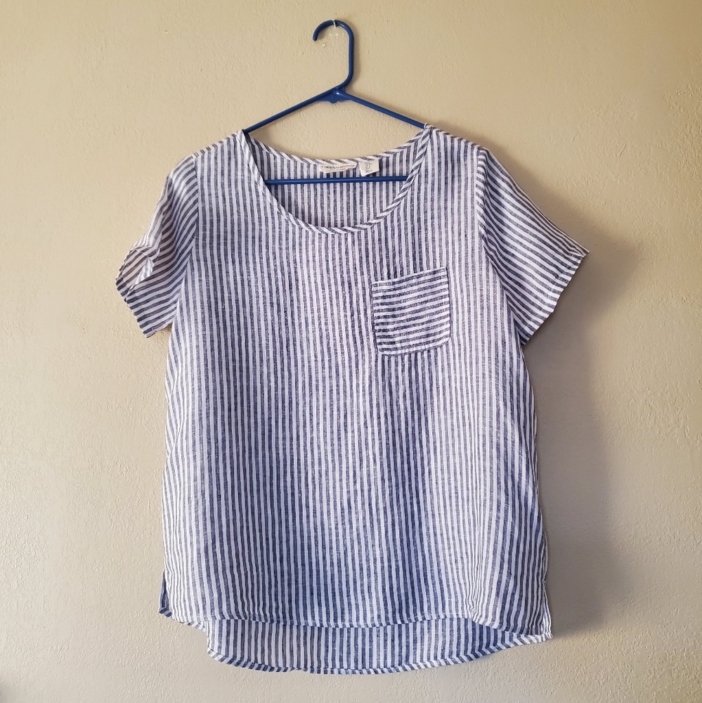 Striped Blue and White Women's Top